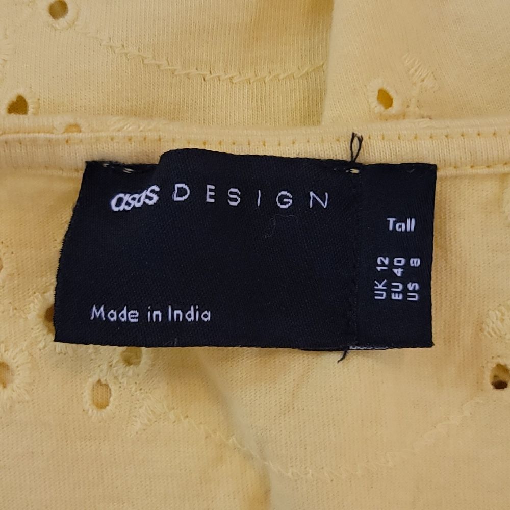 Asos Design Yellow Tie Front Cutout Dress Size 8 Tall - Picture 8 of 9
